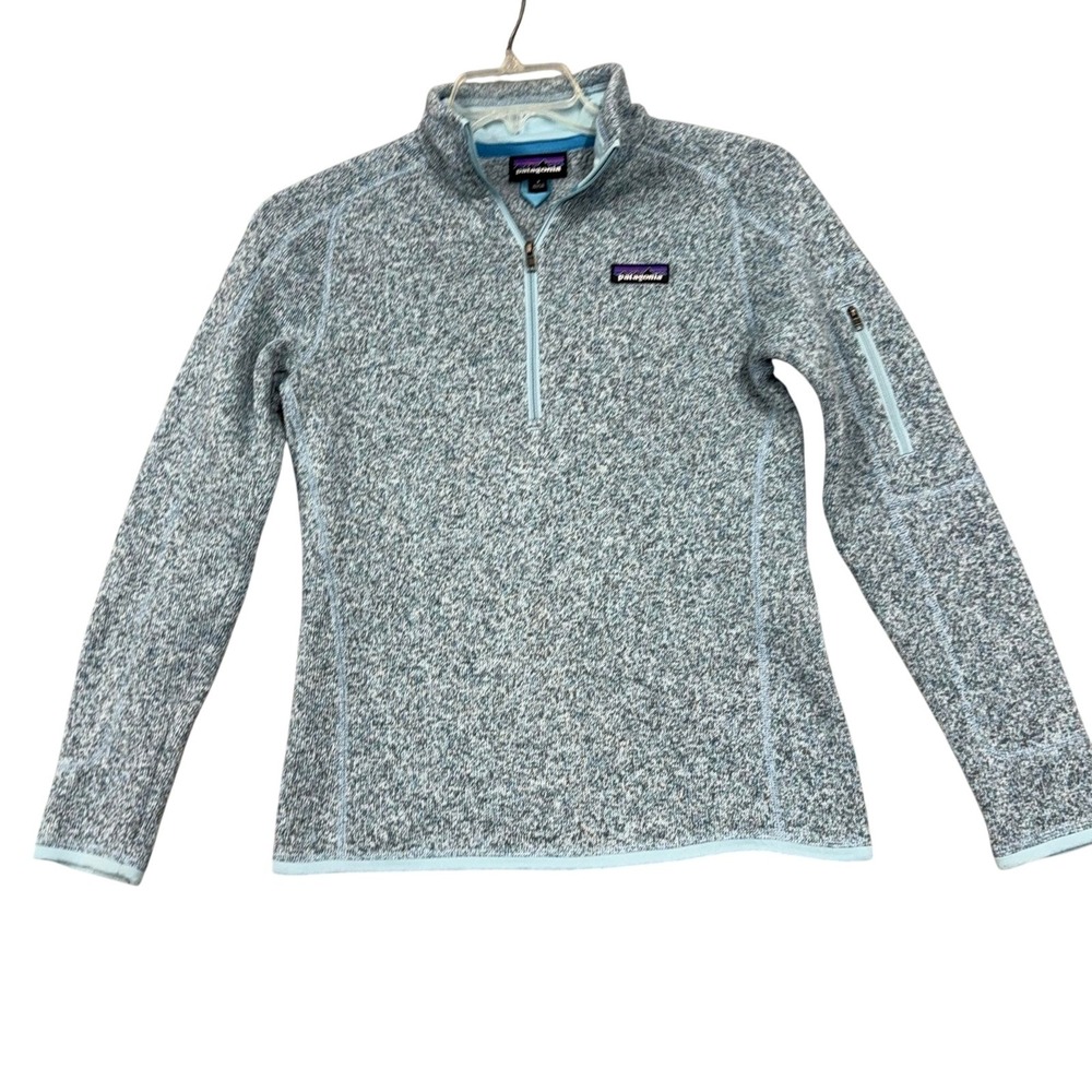 Patagoniaโ Sweater Womens Small Blue Fleece 1/4 Zip Mock Neck Pullover STY25617